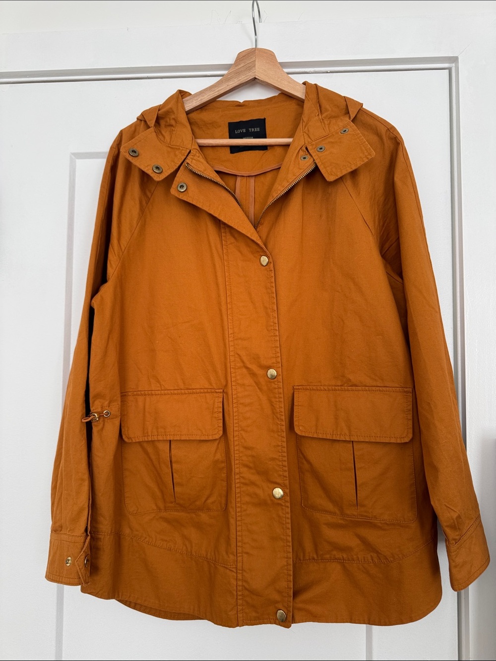 Love Tree Hooded Utility Jacket in Manuka Honey